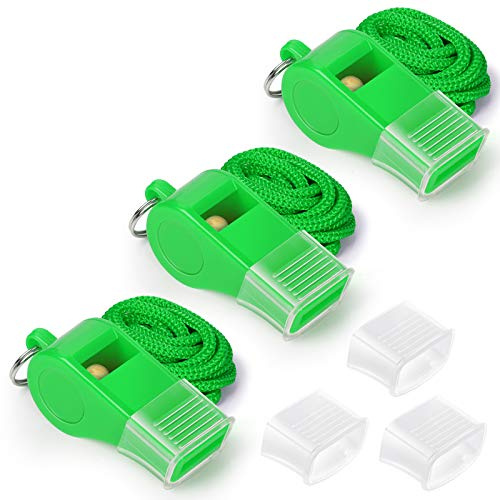 Fya Whistle with Lanyard and Mouth Grip, Super Loud Sports Whistles, Perfect for Coaches, Referees, Emergency, Lifeguard, Survival, Outdoor (Green)