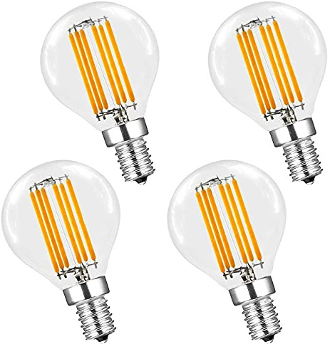 E14 6W Dimmable G45 G14 LED Globe Filament Bulb Edison Filament Light Bulbs 60 Watt Equivalent Warm White 2700K E14 European Base 900 Lumen Clear Glass CRI 90+ Round Decorative Bulb, 4 Pack