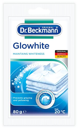 Dr. Beckmann Glowhite Blanchissant textile 80 g Élimine la décoloration et combat le jaunissement des cheveux gris Obtenez le linge blanc plus blanc Fabriqué en Allemagne