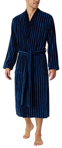 Schiesser Herren Soft Velour 125 Cm Länge - Bio Baumwolle Bademantel, Dunkelblau_178405, L EU