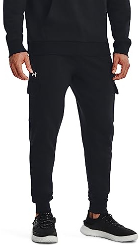 Under Armour UA Rival Fleece Cargo Jogger, Nero/Bianco, S