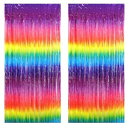 Drucilla Lametta Vorhang, 2 Stück Glitzer Folien Fransen Lametta Vorhänge, Glitzer Tinsel Curtain für Party, Geburtstag, Hochzeit, Happy Birthday Deko, 1m x 2m, Dark Gradient 02