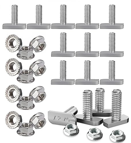 Vis à Tête Marteau M8 15Pcs et 15Pcs Écrous à Bride M8, Boulon Tête Marteau en Acier Inoxydable pour Serre, Rail de Montage Photovoltaïque A2, Systèmes PV