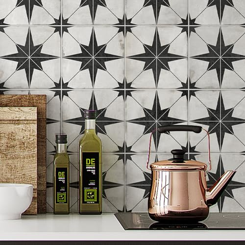 INNO STICKERS Peel and Stick Wallpaper 17.1 x 118 Black Star Vinyl Contact Paper, Removable Waterproof Self-Adhesive Wall Paper for Kitchen Bathroom Bedroom