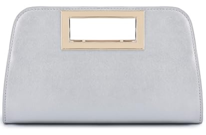 VASCHY Bolso de Mano de Noche, Bolso Fiesta de Moda Carteras de Mano y Clutches Bolso Bandolera de Cuero Vegano Bolso de Hombro Para Boda Fiesta Noche Cóctel Graduación, Plata