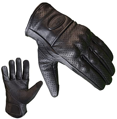 PROANTI Motorradhandschuhe Leder Sommer Motorrad Handschuhe Touchscreen Funktion (XXL)