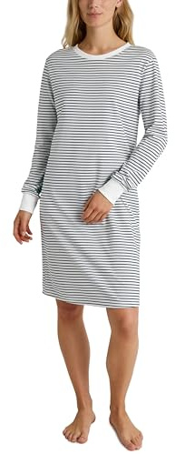 CALIDA Cotton Stripes Langarm-Nachthemd Damen, Länge 100cm, aus 100% Baumwolle