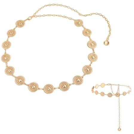 Dinghaole Women Vintage Golden Chain Belt, Adjustable Waist Chain, Perfect for Jeans, Dresses, and More