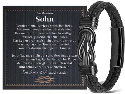 YOGRASS Son Armband Armband Pojke Födelsedagspresent Son Läderarmband Födelsedagspresenter För Barn Tonåringar Tonåringar Lärling Uppmuntrande Present, Rostfritt stål, pärla