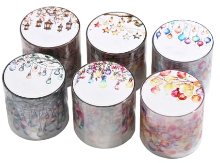 DONGKER Washi Tape Set de 6 rollos de pegatinas de PET para álbumes de recortes, álbumes de fotos, diarios, diarios, etc