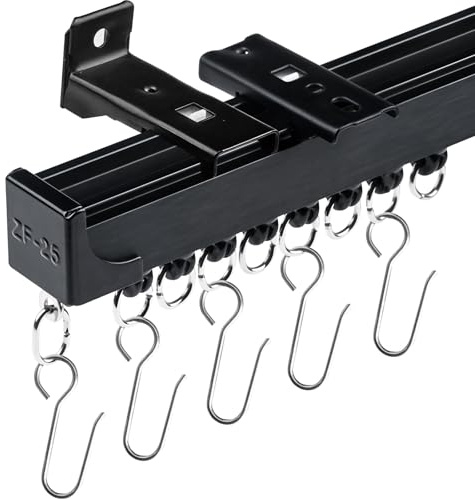 MLOQI Curtain Tracks Ceiling Wall Mounted with Soundproof Strips, Black Ceiling Track for Curtains 6 Feet