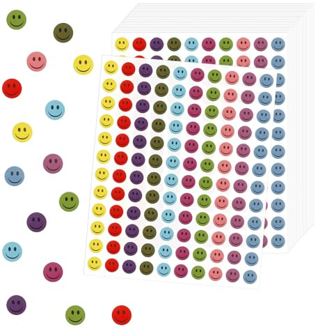 Adesivi Smiley 6000 Adesivi Colorati, Adesivi Smiley per Scuola, Artigianato, Diario e Decorazione per Feste - Bambini e Adulti - Adesivi Versatili per Progetti Creativi, Imballaggio Regalo