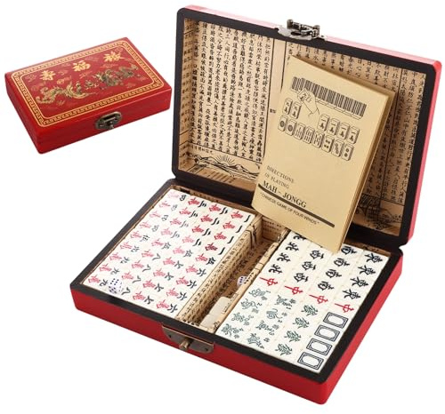LDXDRU Chinese Mahjong Set, Mah jong Game Set, Mini Mahjong Set