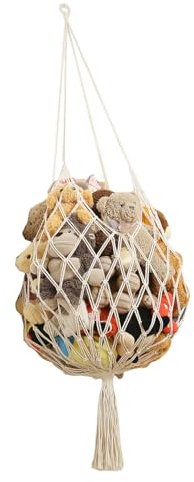 Amdermi Stuffed Animal Storage Hammock Corner Hanging Net Stuffy Animal Hammock Macrame Toy Display Plush Toy Holder for Kid Bedroom Decor Boho Nursery Playroom Organizer (Cream)