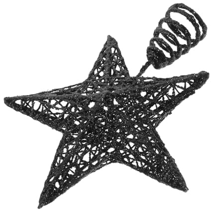 TOPPERFUN Punta per albero di Natale in ferro nero, a forma di stella, elegante decorazione per albero di Natale, per la casa, i negozi, gli hotel