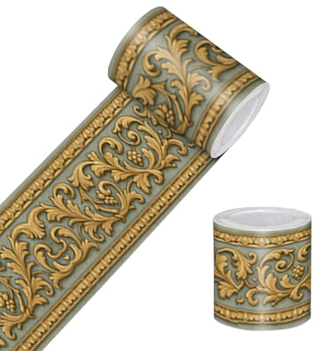 HOMETITUTE Peel and Stick Wallpaper Border 4x196in Baroque Pattern