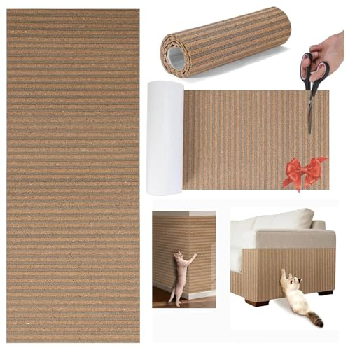 Natural Cork-Cat Scratcher Mat-Cat Scratch Pad Rug-cat Couch Protector-Wall Scratchers for Indoor Kitten Scratching&Stretching-Scratch Furniture Protector for Post&Sofas&Carpets&Floor-Kitty Gifts