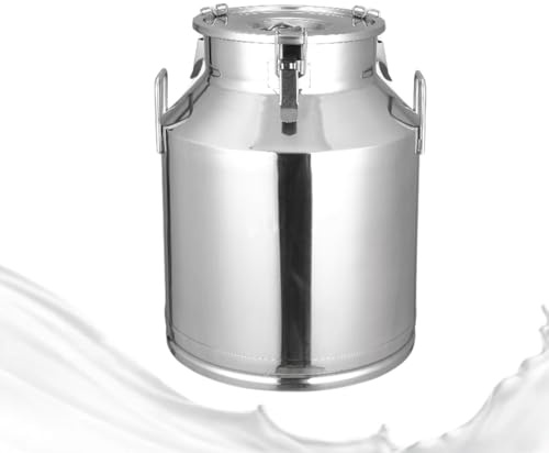Milk Can 4L Stainless Steel Seamless Milk Jug Milk Pail Milk Bucket with Handle Protable Liquid Container for Home, Farm, Transport