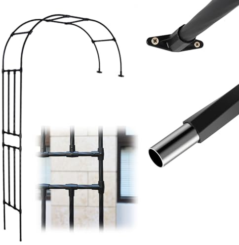 Arche de jardin en métal - Demi-arc mural - Rose pour décoration extérieure - 238 cm - Noir/blanc - Parfait pour l'esthétique et le soutien du jardin