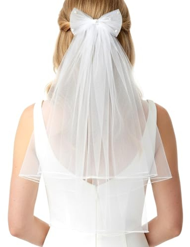 Classicseali Wedding Veil for Bride, Ruffles Bow Veil, Double-layer Design,Bride Veils Bachelorette Party, Suitable for Weddings, First Communion, Engagements, Balls, Parties, Performances