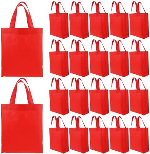 jojofuny Lot de 30 Paquet en Tissu Non Tissé Rouge Poignées, Design Compact et Réutilisable pour Courses, Fêtes et Organisation Pratique