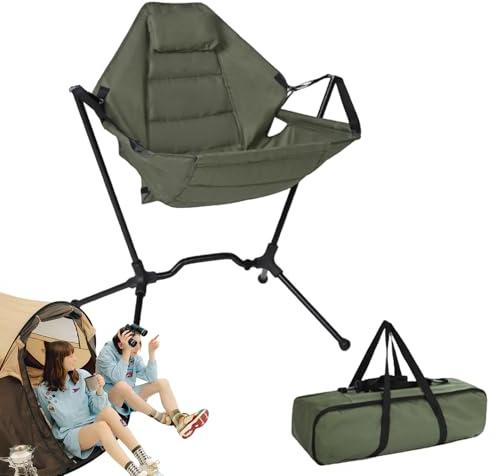 Sillas de Camping – Taburete oscilante Plegable Ajustable de Aluminio – Plegable – para Picnic, salón, césped, Fiesta, Playa, Patio Trasero