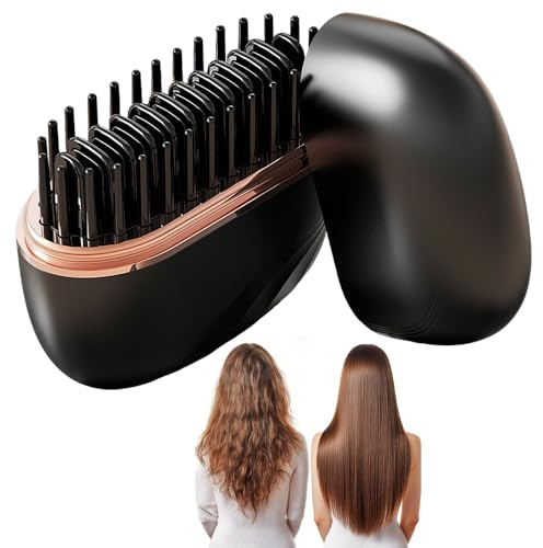 Mini Fer à Lisser 2 En 1, Mini Fer à Lisser Sans Fil, Brosse à Lisser Portable Rechargeable, Peigne Chaud à Chauffage Rapide, 3 Niveaux De Réglage De La Température Pour Cheveux Et Barbe