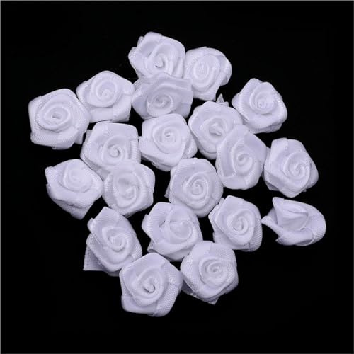 DYYEUAVT 20 st 1,5 cm mini konstgjorda rosor, 1,5 cm (5 tum) polyesterrosor för sömnad, hantverk, krona, bröllop, hårnålar (vit)