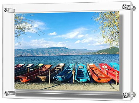 AMEITECH Cornice Acrilica, Quadro a Pannello a Due Piani da Parete Trasparente della Foto di 32 x 23 cm