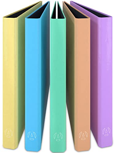 ACROPAQ - 5 x Ringbuch A4 - Schmal, 5 Pastell Farben, 2 Ringe - Ringordner A4 schmal, Ringmappe A4, Ringordner, Ringhefter, Aktenordner, Ordner - Pastell - B42032