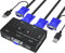 Yinker VGA KVM Switch 2 Port VGA KVM Umschalter für Tastatur Maus USB-Lautsprecher mit KVM-Kabel
