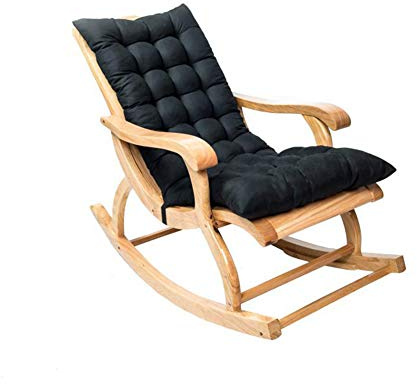 Fauitay Coussin de Chaise Longue en Daim, Coussin de Chaise à Bascule Antidérapant, Chaise Longue de Jardin, Coussin de Siège rembourré épais matelassé avec Attaches (Noir, Bordeaux)
