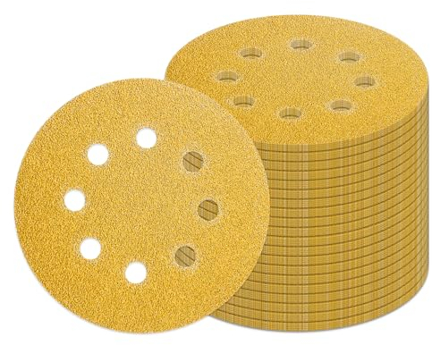 GZKTY 90 Piezas Discos para lijas 125mm, Papel Lija de Orbita Aleatoria de Grano 60/80/120/150/180/240/320/400/600, lija circular con 8 Agujeros para 125mm Lijadoras Excéntricas y Lijadora Madera