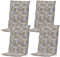 BURI 4X Auflagen Set Hochlehner für Gartenstühle 120x48x7cm Sesselauflagen Polster UV Lichtecht - Gartenstuhlauflagen Kariert Muster Stuhlkissen mit Dicker Schaumstoff Füllung (Grau)