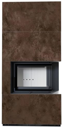 KRATKI Kaminbausatz FLOKI BOX rechts 8 kW Ø 160 Quarzsinter OXIDE MORO mit Türfeder