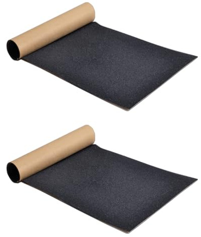 XIONGXIAOZHI 2 Pièces Skateboard Grip Tape Sheet Ruban De Skateboard Professionnel Papier De Verre Pour Skateboard Ruban De Skate Noir Pour Scooter, Marches, Fauteuil Roulant, Escaliers(81 x 21cm)