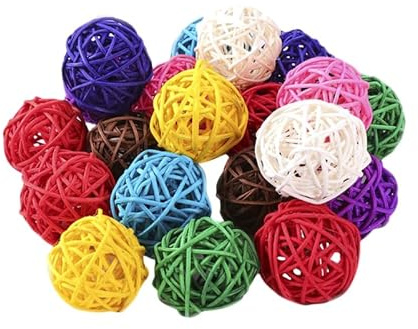 HOLIDYOYO Bola De Ratán De Aromaterapia Colorida 50 Piezas 1.18 Pulgadas Adornos Colgantes para Fiesta De Navidad Decoración De Hogar Relleno De Florero Manualidades