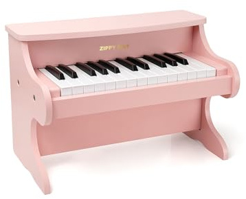 ZIPPY MAT Piano numérique 25 Touches pour Enfants, Mini Instrument d'apprentissage de la Musique, Jouet, Piano en Bois pour Tout-Petits, Filles et garçons (Rose)