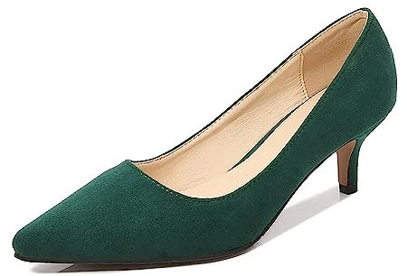 Women's Low Heels Pumps Closed Pointy Toe Court Shoes Smart Office Formal Work Pumps Slip on Kitten Heel Wedding Dress Stiletto Party Wedding Dressy Low Heel Shoes Green