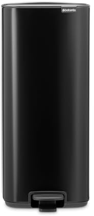 Brabantia Bo Pedal Cubo de basura 30L (negro mate), papelera cocina con diseño compacto y sistema de apertura con pedal, cubo basura reciclaje con cubo extraíble, incluye bolsas PerfectFit