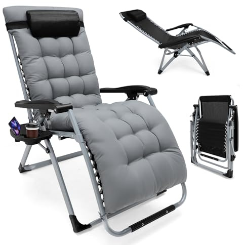 MINENICE Chaise de Camping Pliante pour 2 Personnes, Chaise de Camping, Dossier Extra Large de 72 cm,canapé de Campingstuh, épais rembourré, Extra Long pour Jardin et Balcon. (Gris Clair)