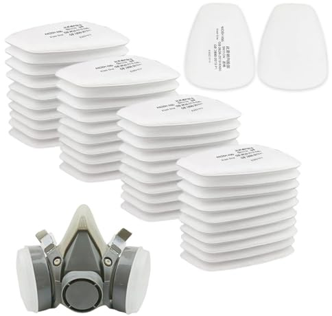 6001 - Filtro de protección respiratoria reutilizable, kit 6001, juego de 20 filtros de algodón filtrante + 2 filtros y 2 tapas, compatible con máscaras respiratorias 6200, 6800, 7502