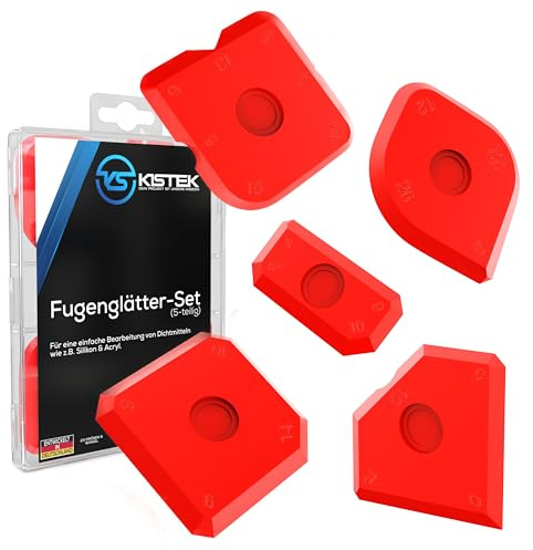 KISTEK® Silikon Fugenglätter Set [5-teilig] - 5 Verschiedene Silikon Abzieher zum Glätten von Acryl- & Silikonfugen inkl. Ratgeber für perfekte Fugen