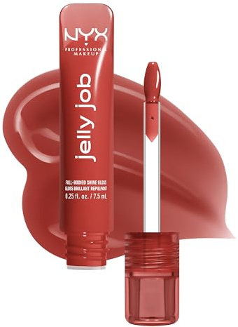 NYX Professional Makeup Jelly Job, Lucidalabbra, Finish Ultra Brillante, Applicatore a Spatola, Formula Vegana, Infuso con Peptidi, Shade: Jelly Filled, 8 ml