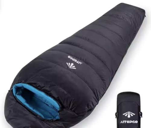 AlpinSpirit Explorer Saco de dormir [ultraligero] 3 estaciones, verano e invierno, tamaño pequeño, comodidad de 10 a 0 °C, 210 x 75 cm, ligero y compacto para exteriores, camping, senderismo y