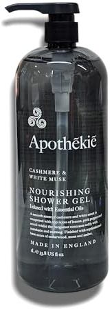 Apōthēkie | Cashmere & White Musk Nourishing Shower Gel with Essential Oils | Made in England | 1L