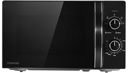 TOSHIBA MW2-MM20PF(MB) Mikrowelle mit Spiegelfront, 20 Liter, 700 W, manuelle Steuerung, kompakt mit 5 Leistungsstufen, automatisches Auftauen, perfekt für 22,9 cm Pizza, Uhr und Timer, leicht zu