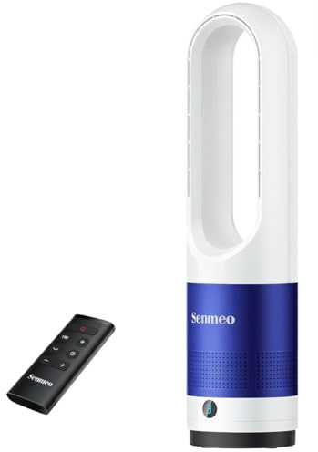 Senmeo Ventilatore a Torre Senza Pale, 55 cm Ventilatore a Colonna con Telecomando, Oscillazione 90°, 8 Velocità, Timer 9 Ore, Display LED, Ventilatore Silenzioso per Camera da Letto, Soggiorno