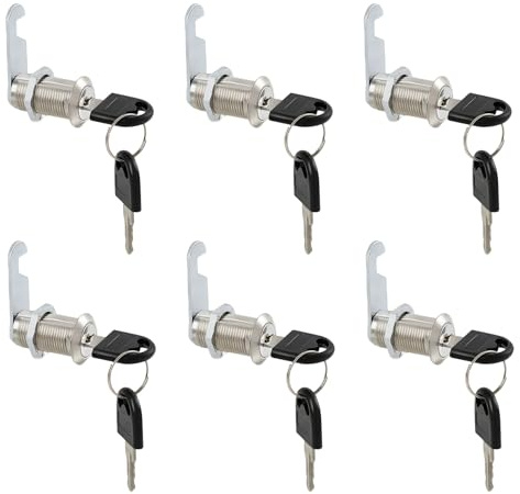 6 Piezas Cerraduras de Seguridad para Buzón con Cilindro de 30 mm,Conjunto con 4 Placas de Cierre Diferentes para Protección Adicional en Cajones, Armarios, Herramientas y Puertas de Autocaravanas