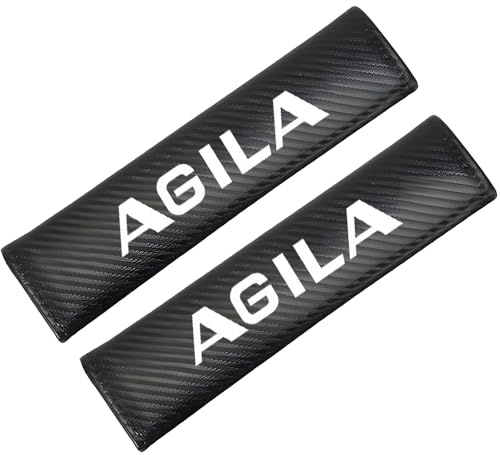 2 Pezzi Di Cuscinetti Per Cinture Di Sicurezza Auto in Pelle E Fibra Di Carbonio Per Opel Agila, Imbottitura Morbida E Confortevole Per Cinture Di Sicurezza E Spalle